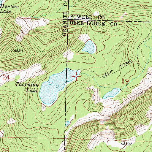 Topographic Map of Thornton Lake Dam, MT