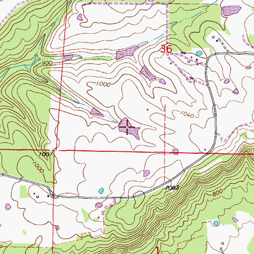 Topographic Map of B B Ranch Lake, AR