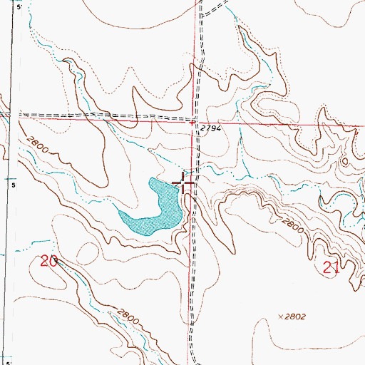 Topographic Map of Froze to Death Number 7 Dam, MT