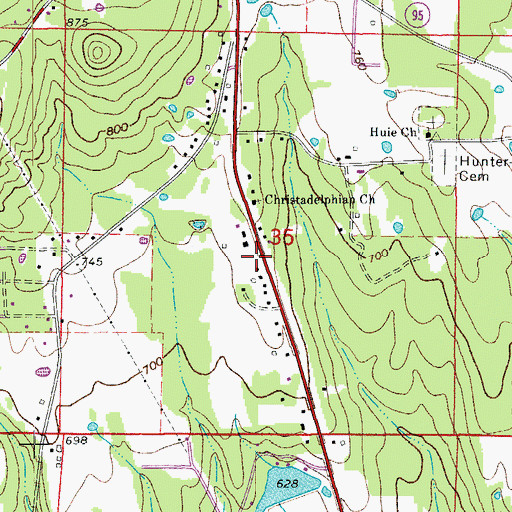 Topographic Map of Choctaw Lake Dam, AR