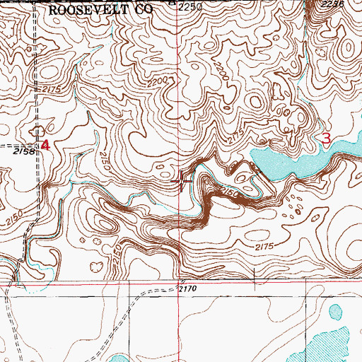 Topographic Map of Portra Reservoir Number 1 Dam, MT
