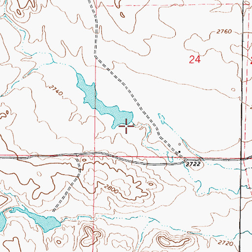 Topographic Map of Hook Number 27 Dam, MT