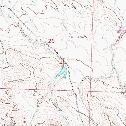 Topographic Map of Hunt Number 6 Dam, MT