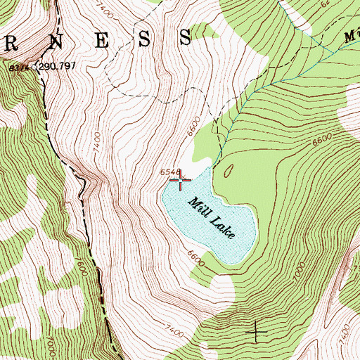 Topographic Map of Mill Lake Dam, MT