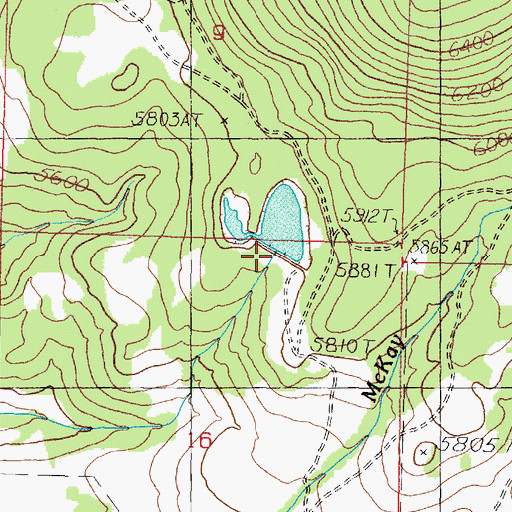 Topographic Map of Size Six Foot Dam, MT