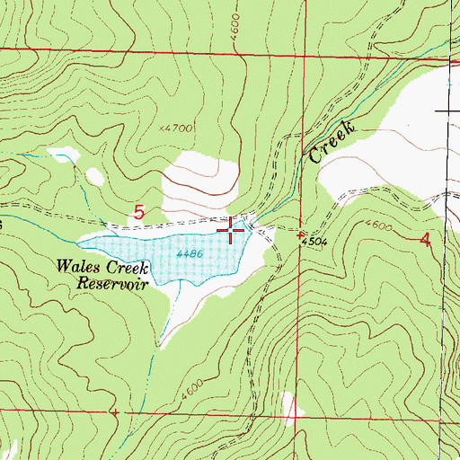 Topographic Map of Wales Creek Reservoir Dam, MT