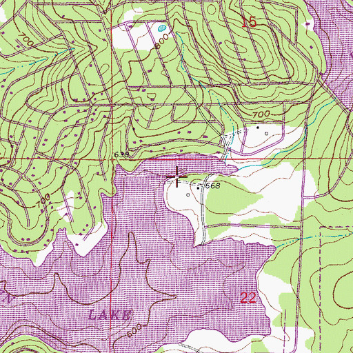 Topographic Map of Diamond Lake Dam, AR