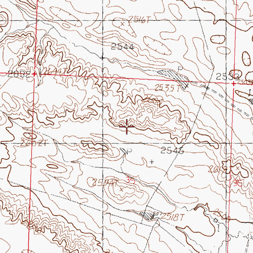 Topographic Map of Not Much Dam, MT