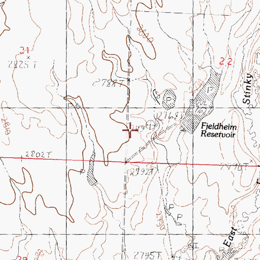 Topographic Map of Fjldheim Dam, MT