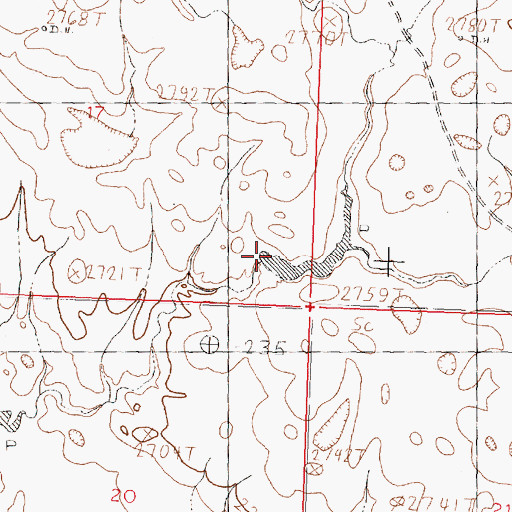 Topographic Map of PR-54 Dam, MT