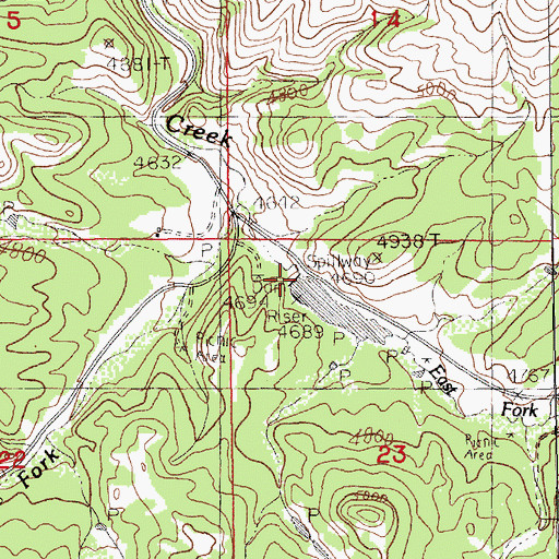 Topographic Map of Eastfork Beaver Creek Reservation Dam, MT