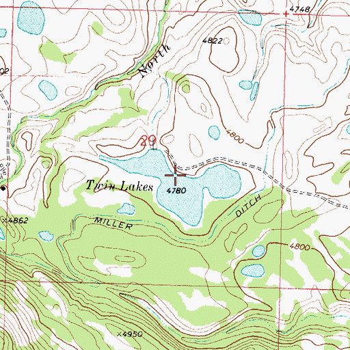 Topographic Map of Twin Lake Dam, MT