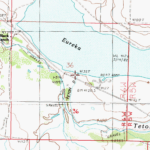 Topographic Map of Eureka Reservoir Dam, MT