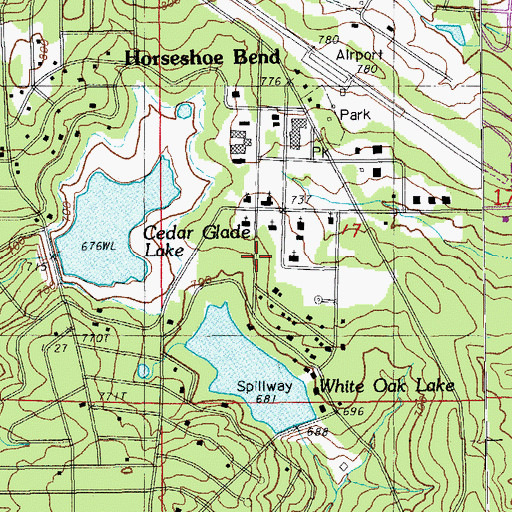 Topographic Map of White Oak Lake, AR