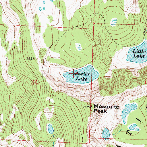 Topographic Map of Glacier Lake Dam, MT