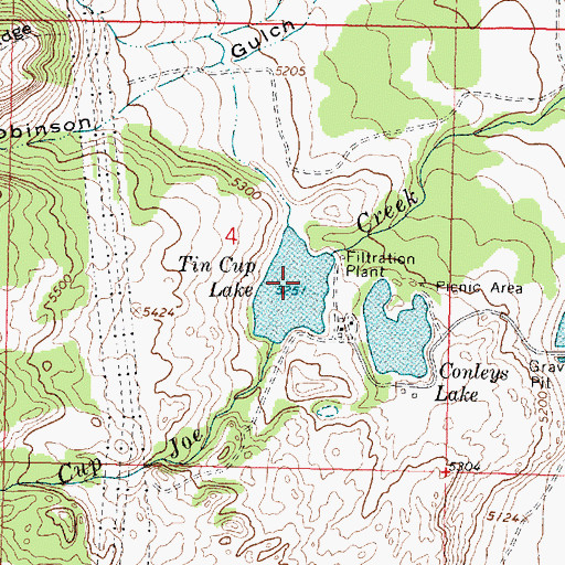 Topographic Map of Tin Cup Lake Dam, MT