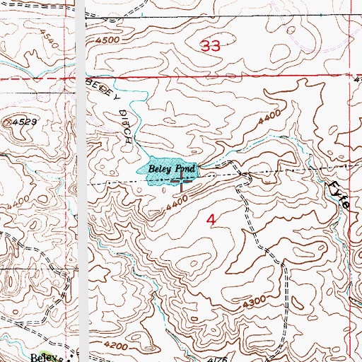 Topographic Map of Beley Pond Dam, MT