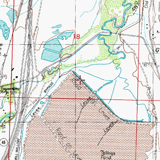 Topographic Map of Warm Springs Tailing Dam Number 1, MT