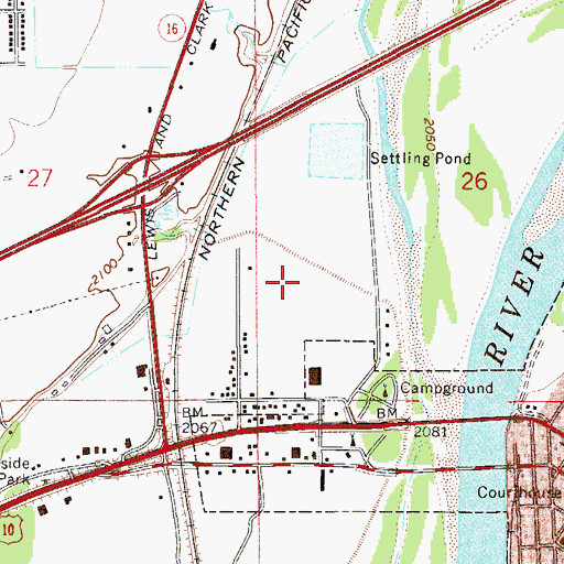 Topographic Map of Glendive Sewage Lagoon Dam, MT
