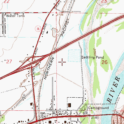 Topographic Map of Glendive West Sewage Lagoon Dam, MT