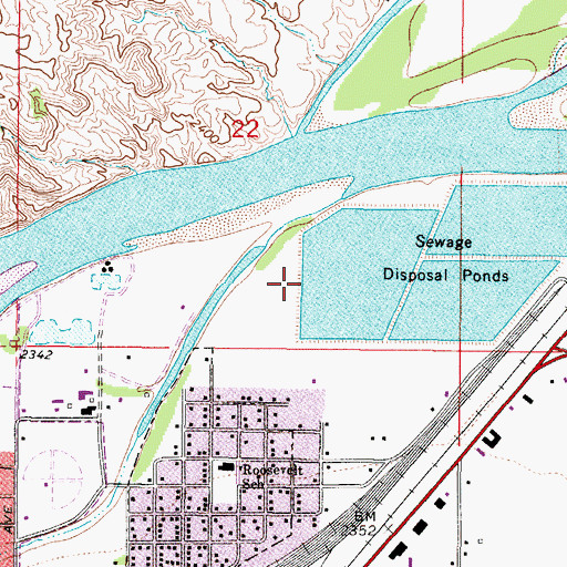 Topographic Map of Miles City Sewage Disposal Pond Number 1 Dam, MT