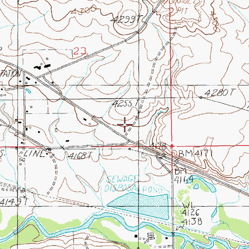 Topographic Map of Harlowton Sewage Lagoon Dam, MT
