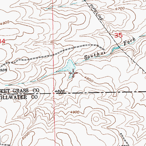 Topographic Map of Rosann Rosanna Dana Dam, MT