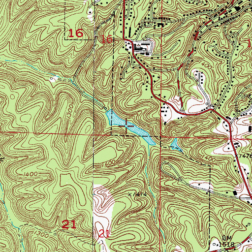 Topographic Map of Eureka Springs City Lake, AR