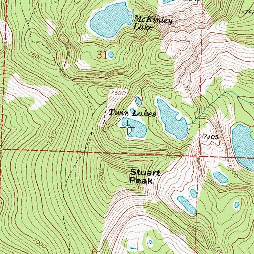 Topographic Map of Upper Twin Lake Dam, MT