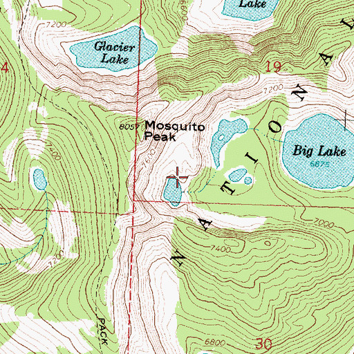 Topographic Map of Big Lake Number 3 Dam, MT