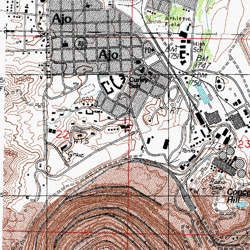 Topographic Map of Mexican Town, AZ