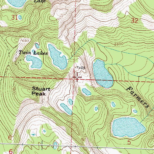 Topographic Map of Lower Lake of Twin Lakes, MT