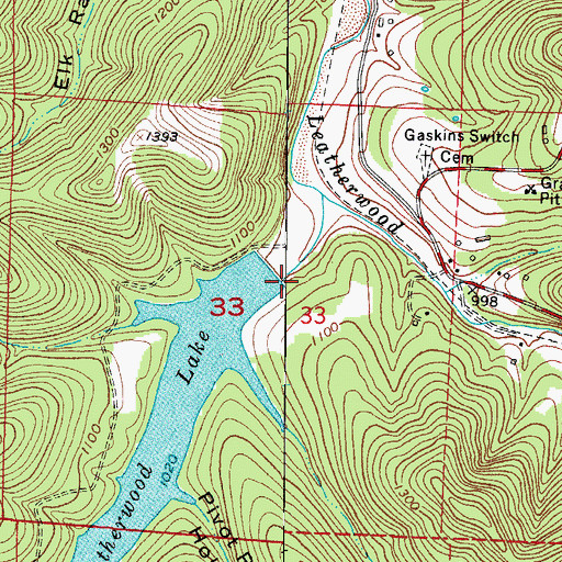 Topographic Map of Leatherwood Lake, AR
