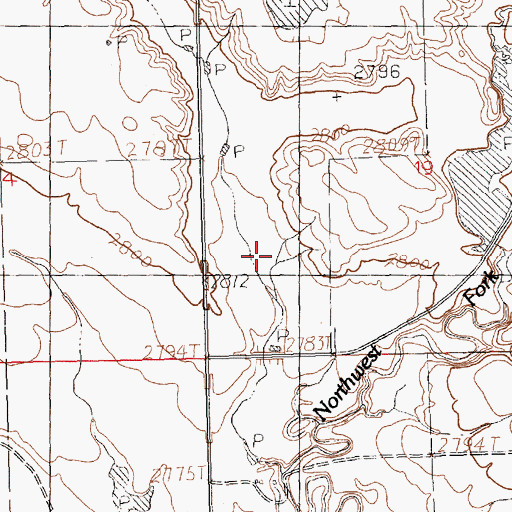Topographic Map of Over the Hill Reservoir Dam, MT