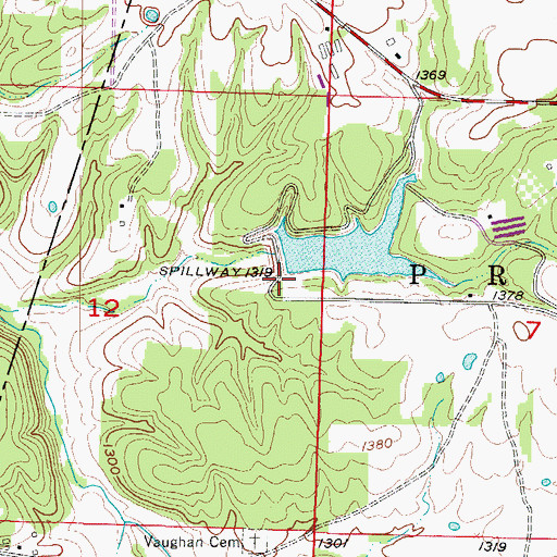 Topographic Map of Hindsville Lake Dam, AR