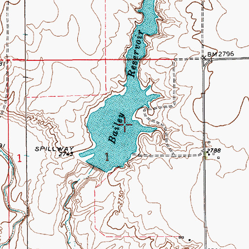 Topographic Map of Bailey-Dees-Frey Dam, MT