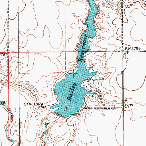 Topographic Map of Bailey Reservoir, MT