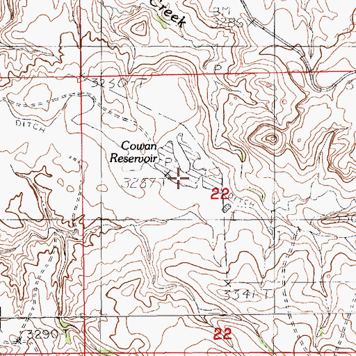 Topographic Map of Cowan Reservoir, MT