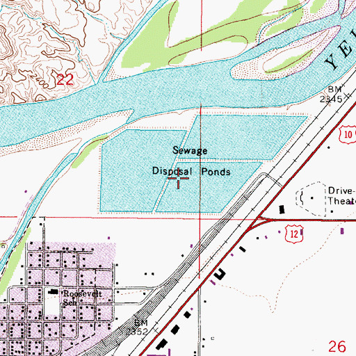 Topographic Map of Miles City Sewage Disposal Pond Number 2 Dam, MT