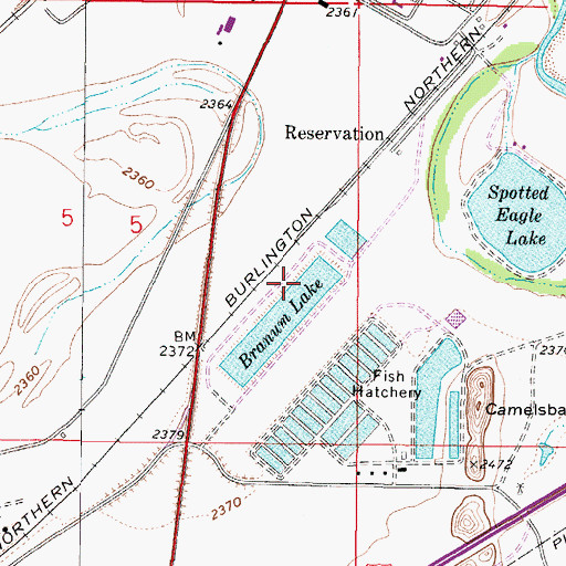 Topographic Map of Branum Lake Dam, MT