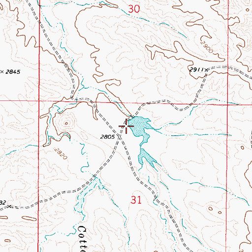 Topographic Map of Lockie Number 7 Dam, MT