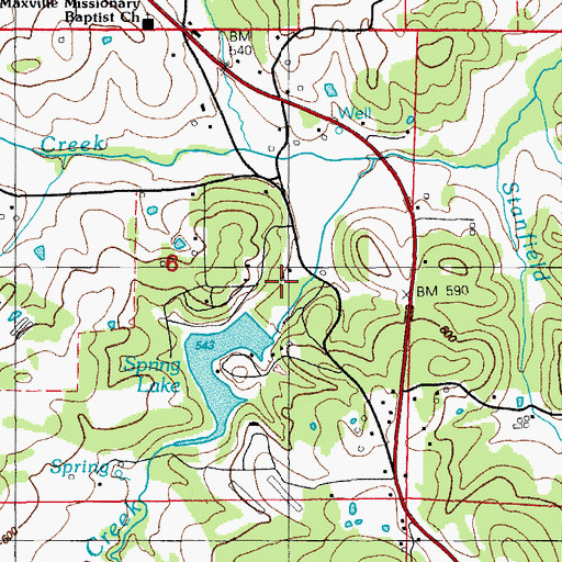 Topographic Map of Lake Cave City Dam, AR