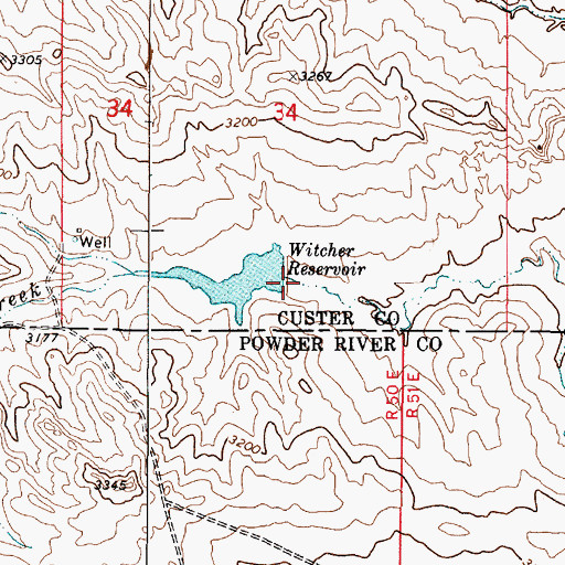 Topographic Map of Witcher Dam, MT