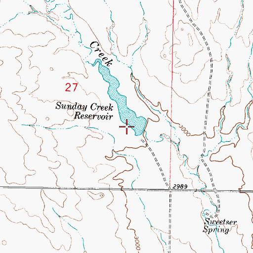 Topographic Map of Sunday Creek Reservoir Dam, MT