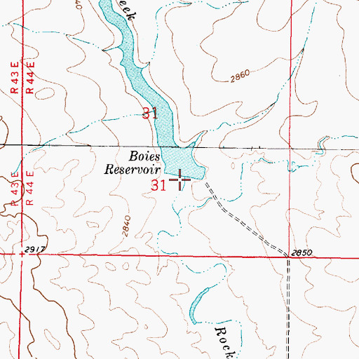 Topographic Map of Boies Dam, MT