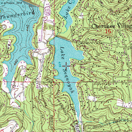 Topographic Map of Lake Sequoyah, AR