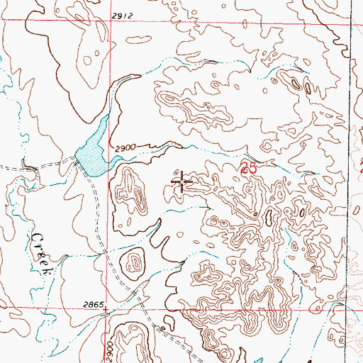 Topographic Map of Hook Number 15 Dam, MT