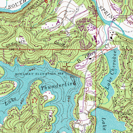 Topographic Map of Lake Thunderbird Dam, AR