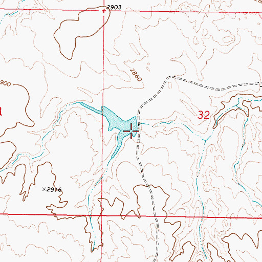 Topographic Map of Hook Number 70 Dam, MT