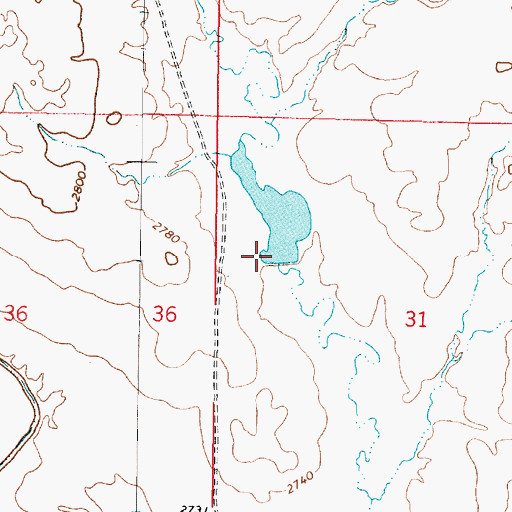 Topographic Map of Hook Number 30 Dam, MT